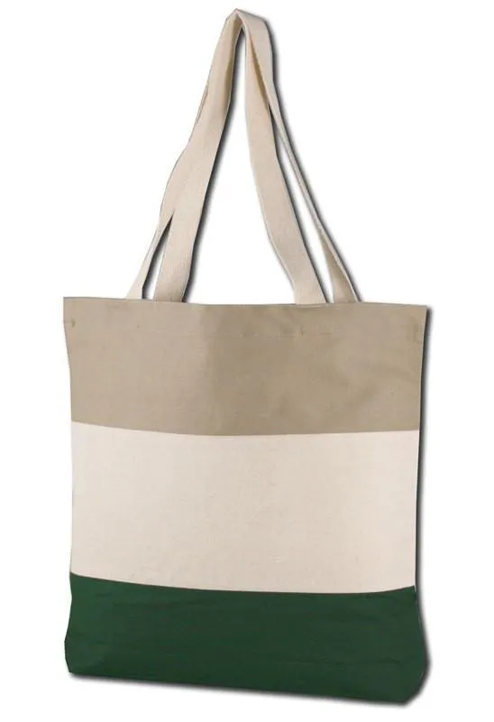 144 ct Wholesale Heavy Canvas Tote Bags Tri-Color - By Case