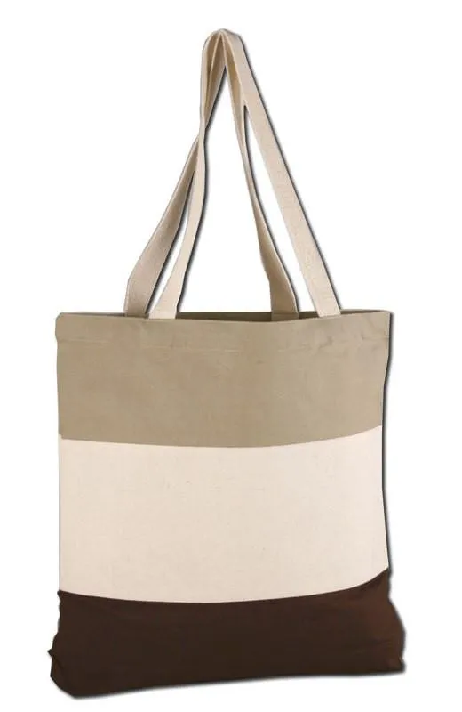 144 ct Wholesale Heavy Canvas Tote Bags Tri-Color - By Case