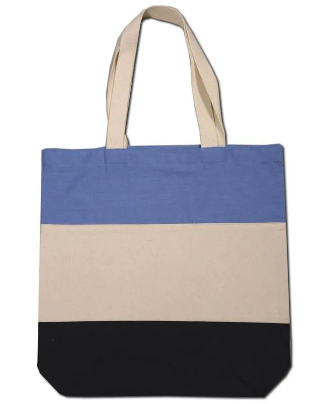 144 ct Wholesale Heavy Canvas Tote Bags Tri-Color - By Case