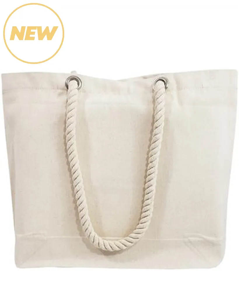 48 ct Canvas Beach Tote Bag with Fancy Rope Handles- By Case