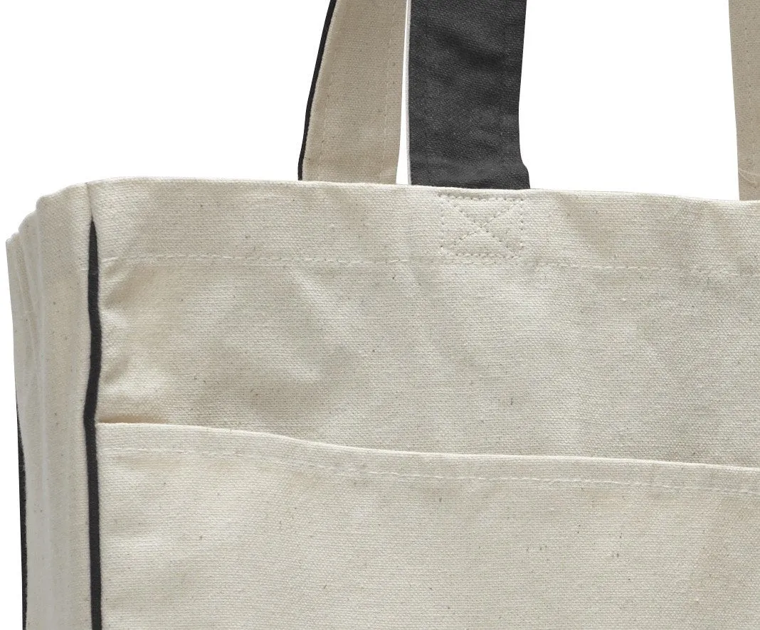 48 ct Cotton Canvas Tote Bag with Inside Zipper Pocket - By Case