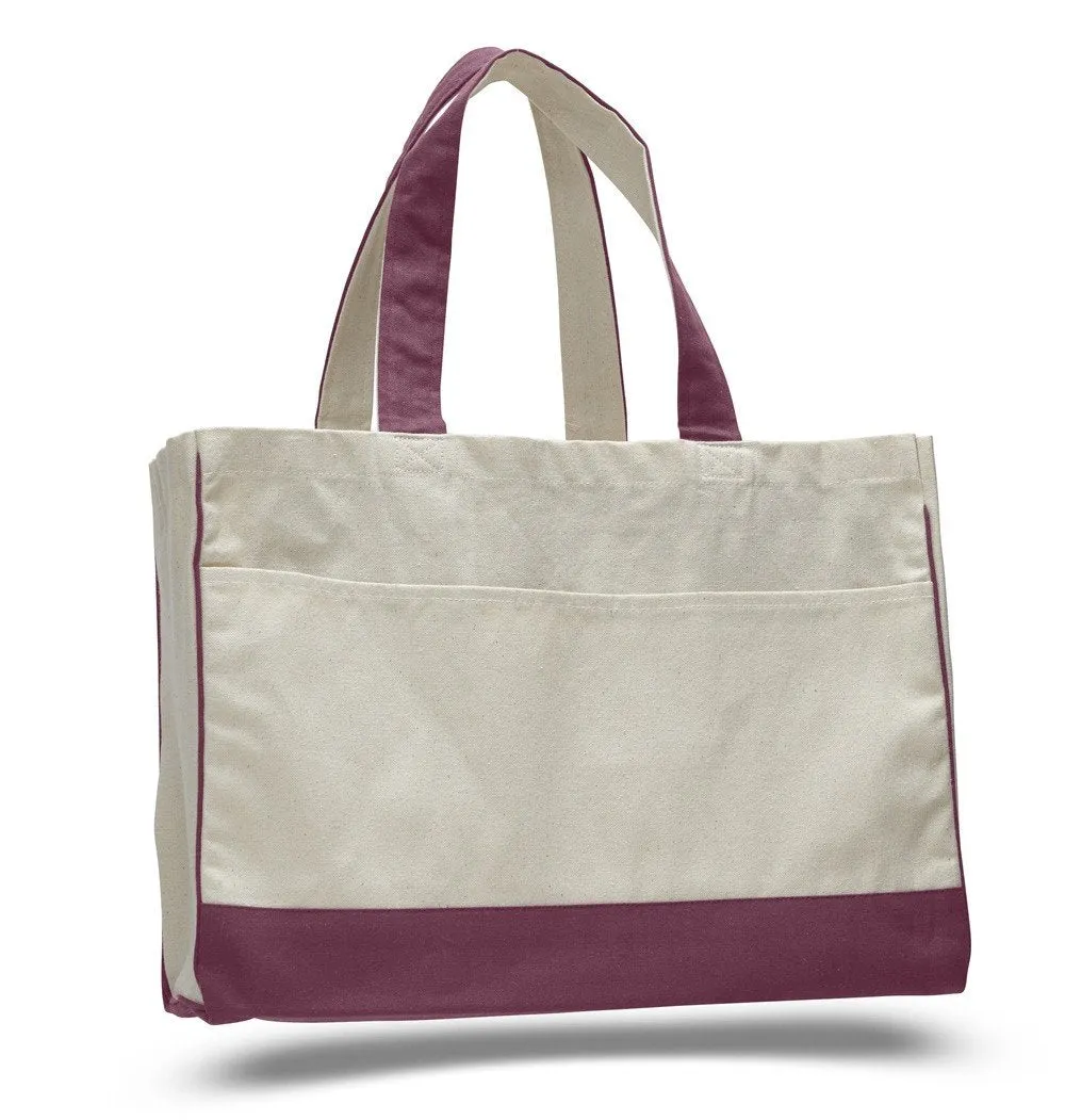 48 ct Cotton Canvas Tote Bag with Inside Zipper Pocket - By Case