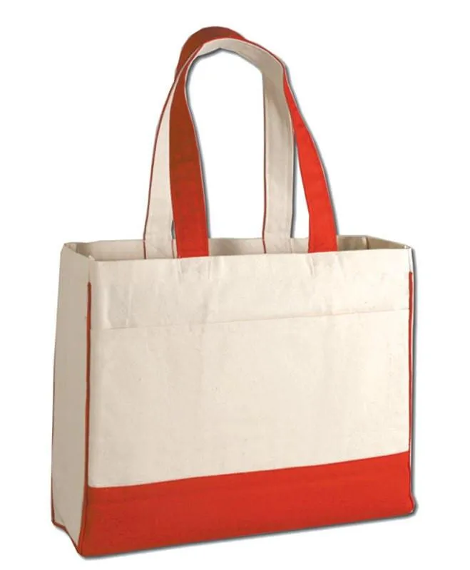 48 ct Cotton Canvas Tote Bag with Inside Zipper Pocket - By Case