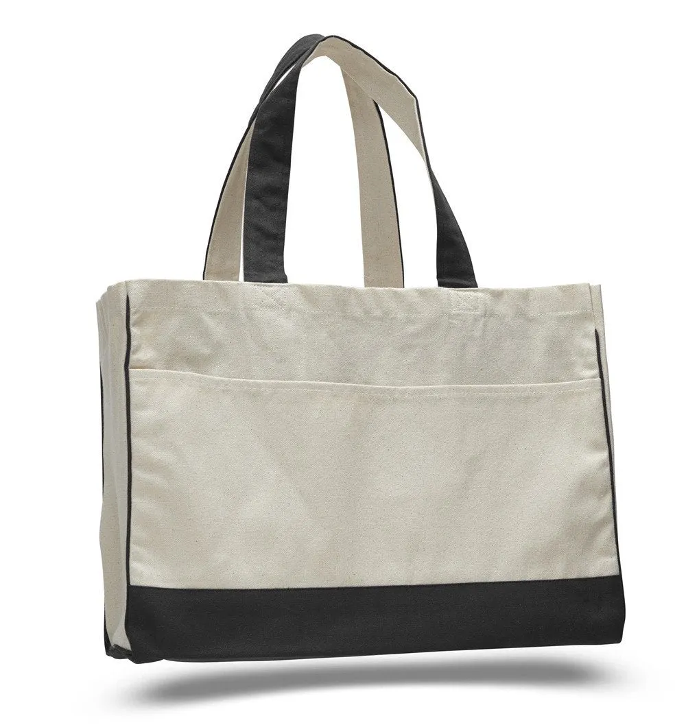 48 ct Cotton Canvas Tote Bag with Inside Zipper Pocket - By Case