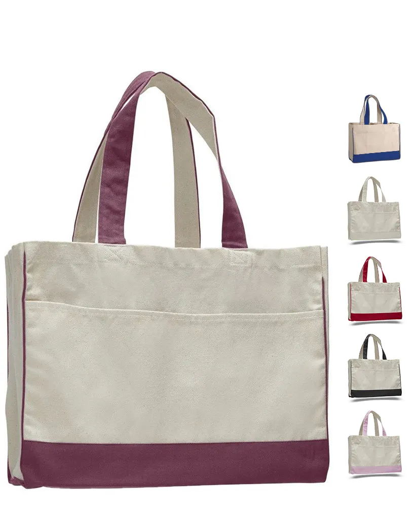 48 ct Cotton Canvas Tote Bag with Inside Zipper Pocket - By Case