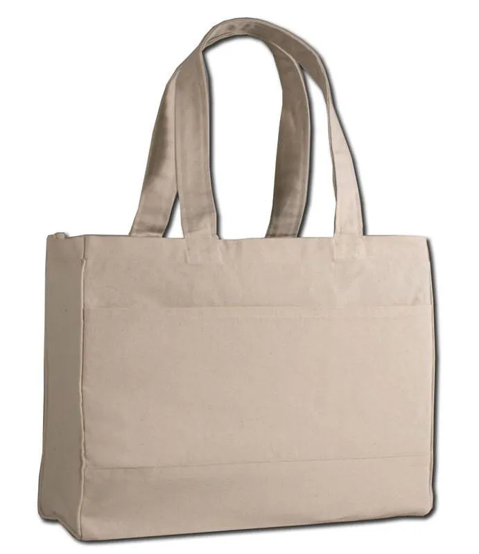 48 ct Cotton Canvas Tote Bag with Inside Zipper Pocket - By Case