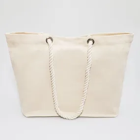 48 ct Large Canvas Beach Tote Bag with Fancy Rope Handles - By Case