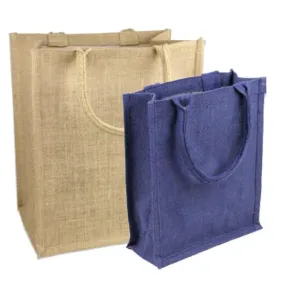 6 ct Small Burlap Bags / Jute Book Bag with Full Gusset - By Bundle