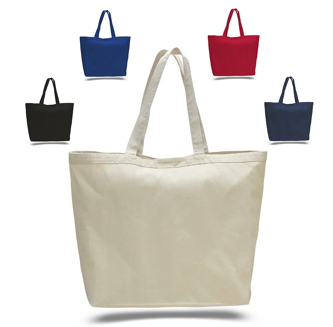 72 ct Extra-Large Heavy Canvas Tote Bags with Hook and Loop Closure - By Case