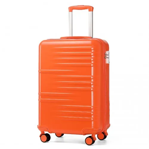 British Traveller 20" Polycarbonate & ABS Hard Shell Suitcase with TSA Lock - Orange, Lightweight & Scratch-Resistant