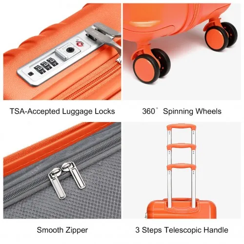 British Traveller 20" Polycarbonate & ABS Hard Shell Suitcase with TSA Lock - Orange, Lightweight & Scratch-Resistant