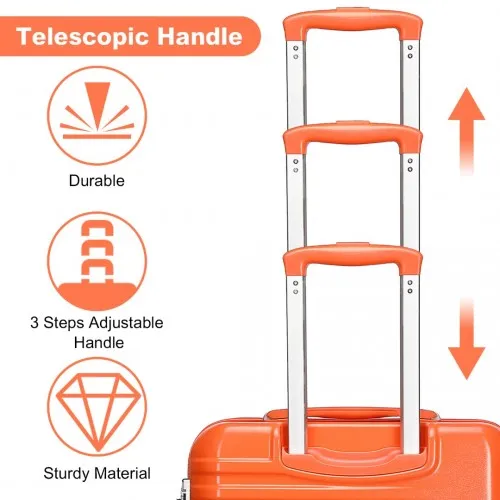 British Traveller 20" Polycarbonate & ABS Hard Shell Suitcase with TSA Lock - Orange, Lightweight & Scratch-Resistant