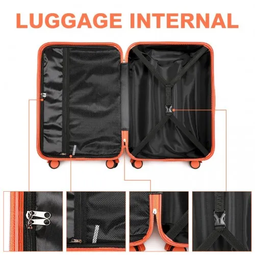 British Traveller 20" Polycarbonate & ABS Hard Shell Suitcase with TSA Lock - Orange, Lightweight & Scratch-Resistant