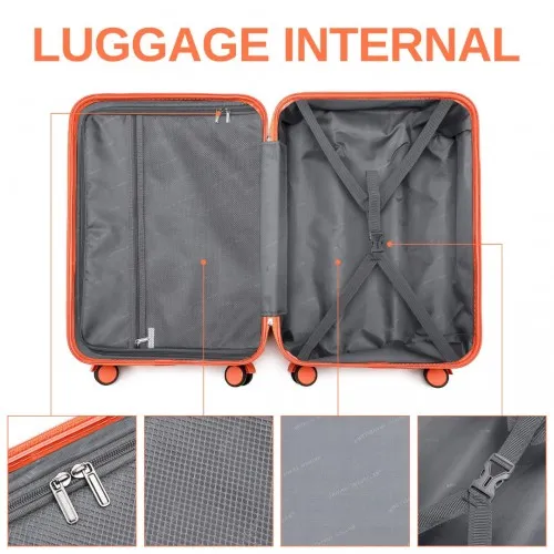 British Traveller 20" Polycarbonate & ABS Hard Shell Suitcase with TSA Lock - Orange, Lightweight & Scratch-Resistant