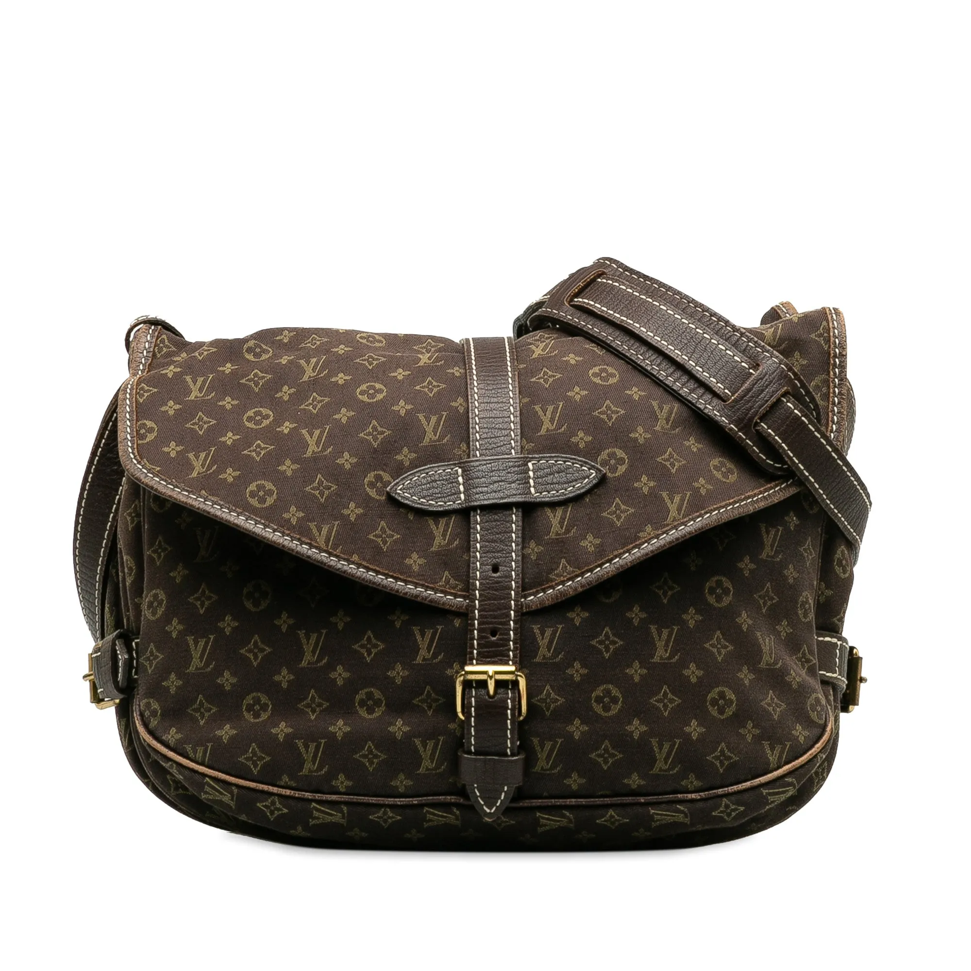 Brown Louis Vuitton Monogram Mini Lin Saumur 30 Crossbody Bag