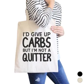 Carbs Quitter Canvas Shoulder Bag Gym Fitness Workout Friend Gift