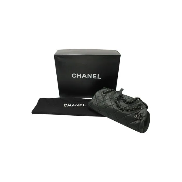 CHANEL Just Mademoiselle Mini Bowler Bag in Iridescent Black Leather