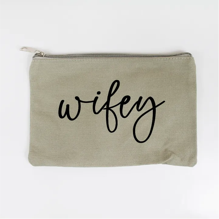 Cursive Wifey Bridal Makeup Bag