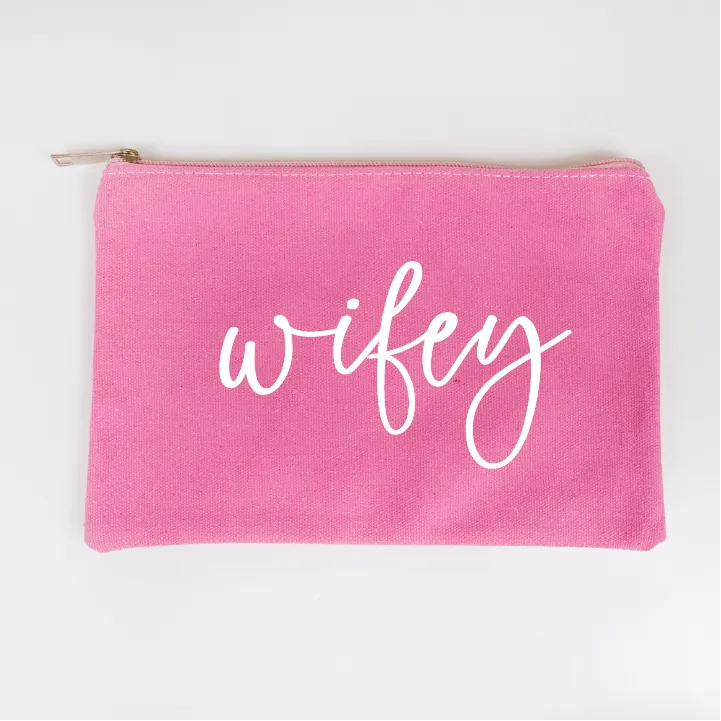 Cursive Wifey Bridal Makeup Bag