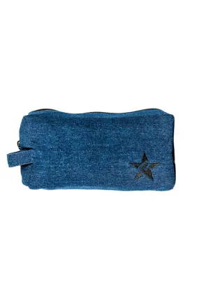 Denim Rebel Makeup Bag with Black Zipper