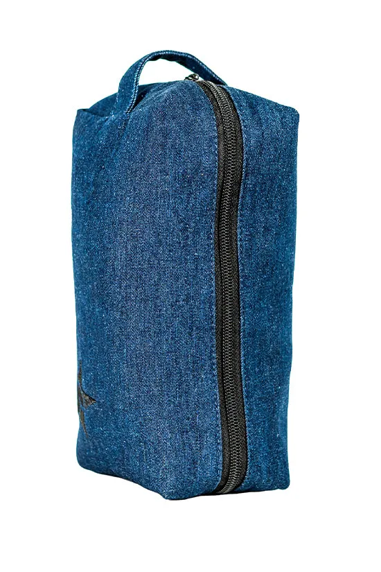 Denim Rebel Makeup Bag with Black Zipper