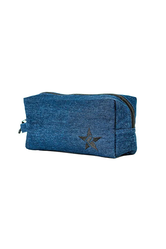 Denim Rebel Makeup Bag with Black Zipper