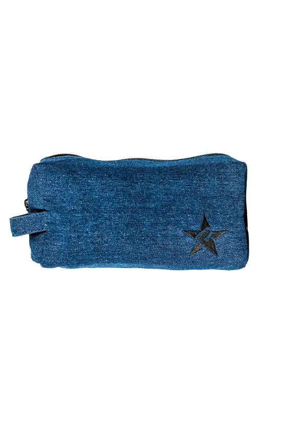 Denim Rebel Makeup Bag with Black Zipper