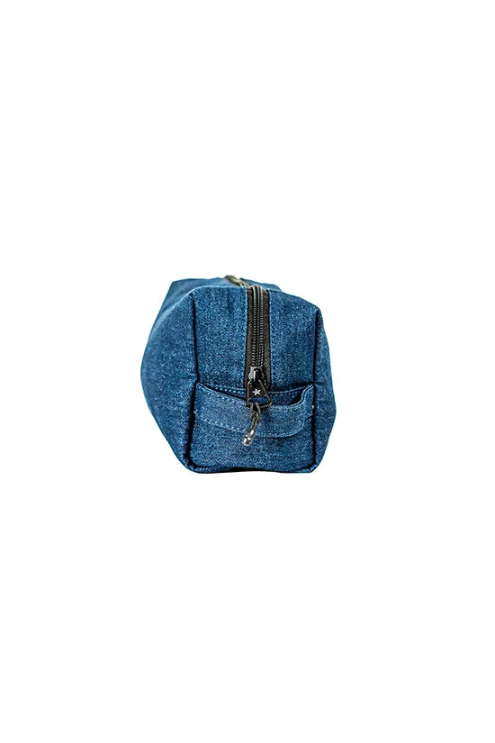 Denim Rebel Makeup Bag with Black Zipper