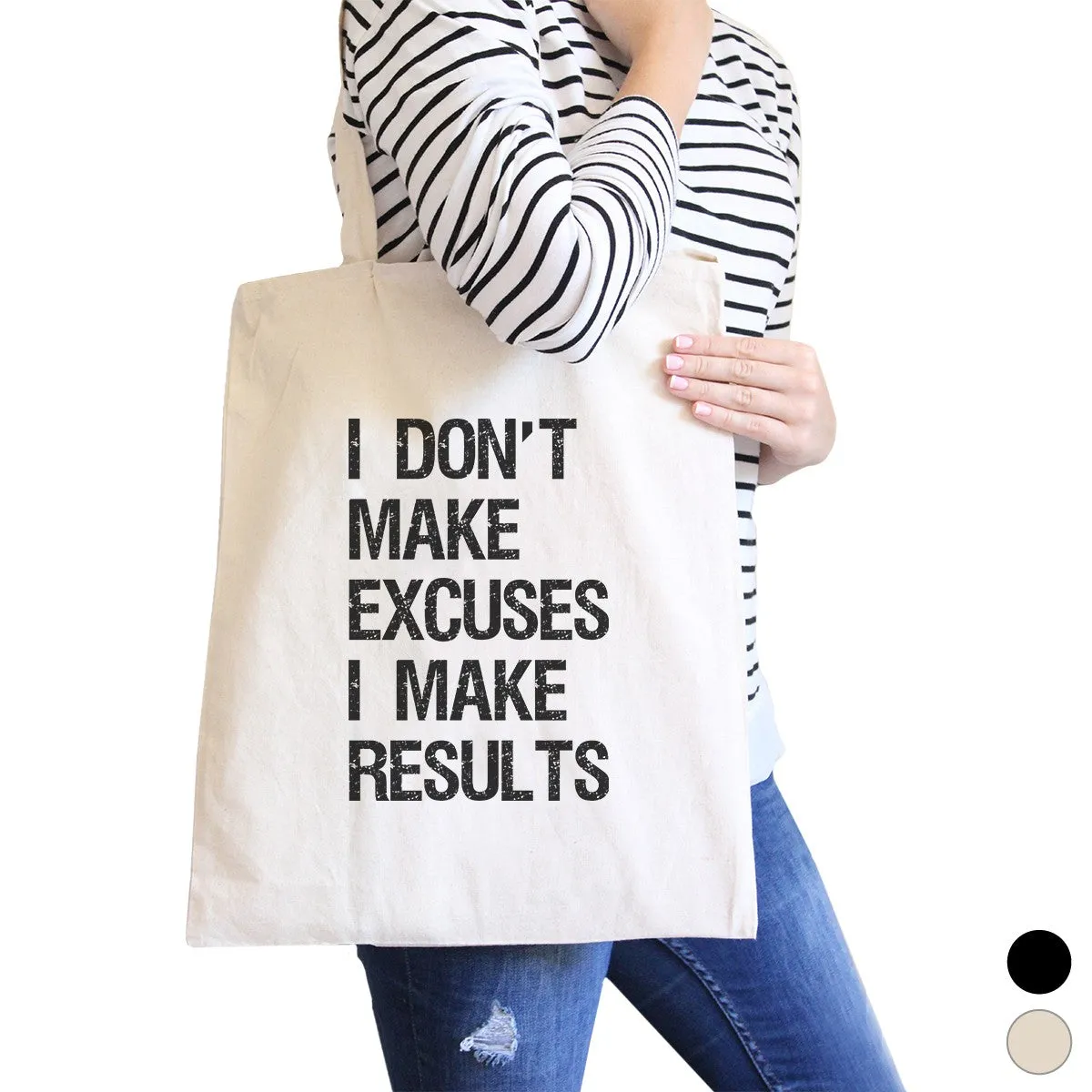 Excuses Results Canvas Shoulder Bag For Gym Fitness Humorous Gifts