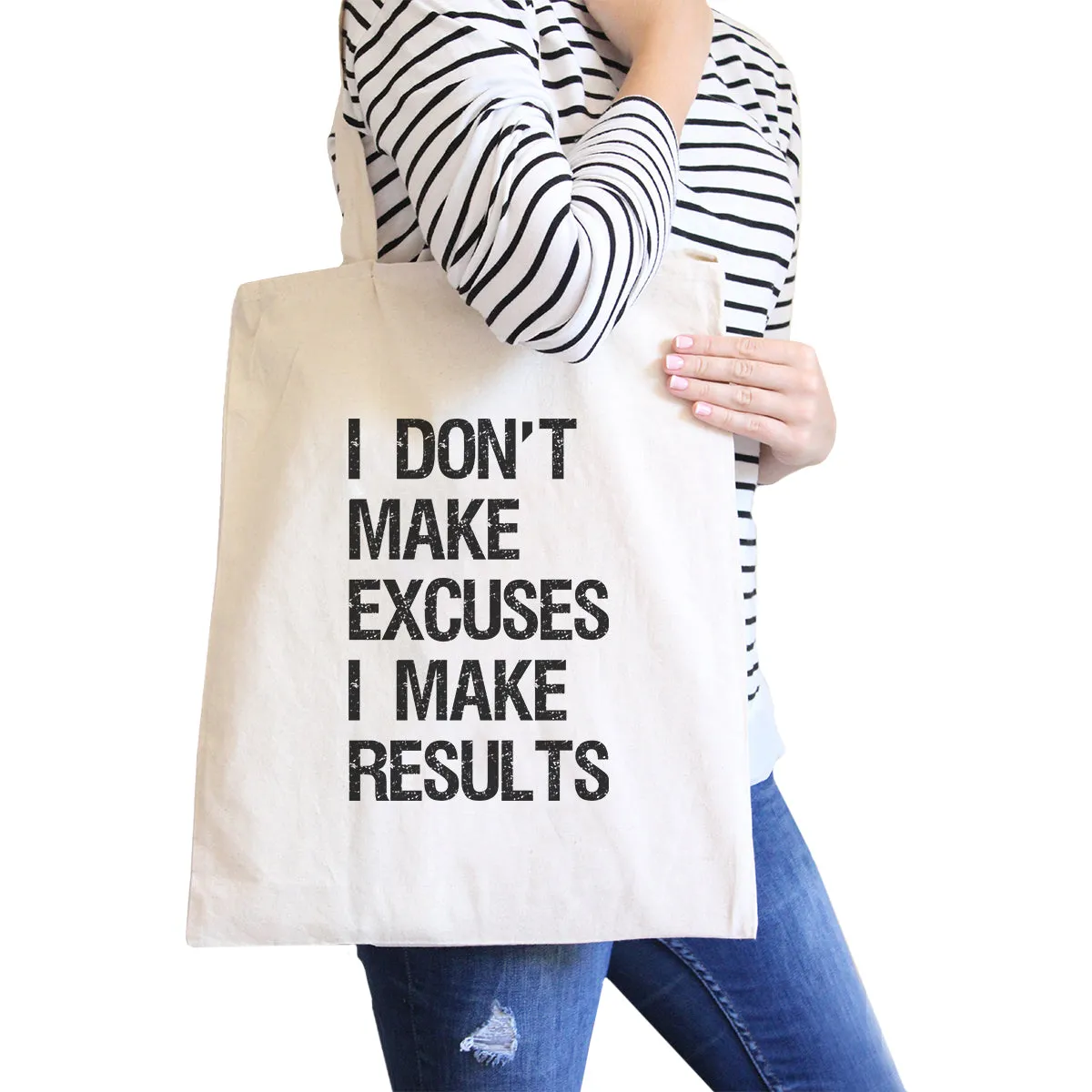 Excuses Results Canvas Shoulder Bag For Gym Fitness Humorous Gifts