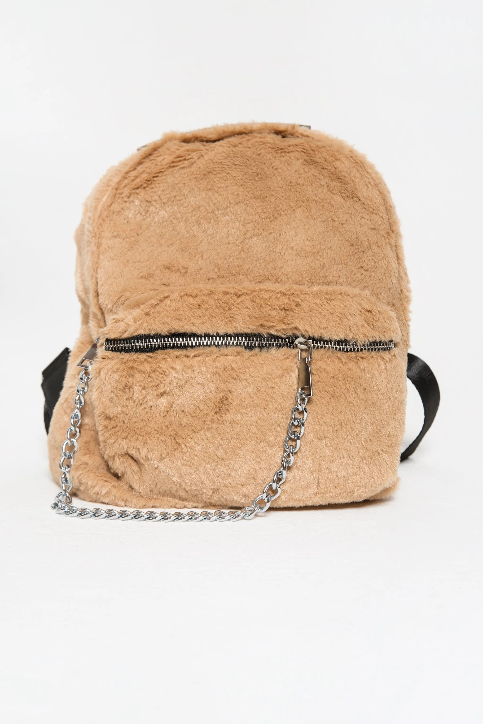 Faux Fur Caramel Cream Mini Backpack