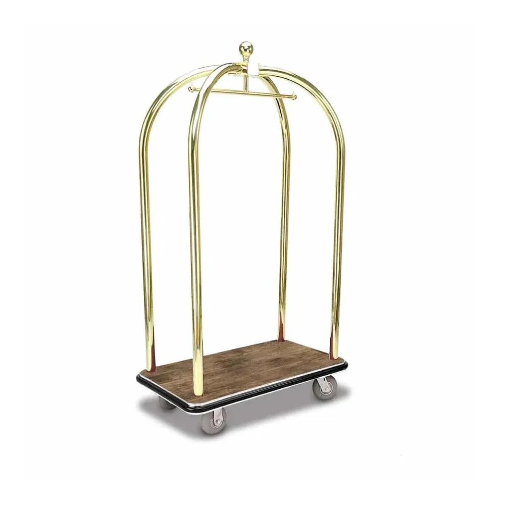 Forbes Industries 2422 43" Birdcage Luggage Cart Tubular Solid Brass Superstructure