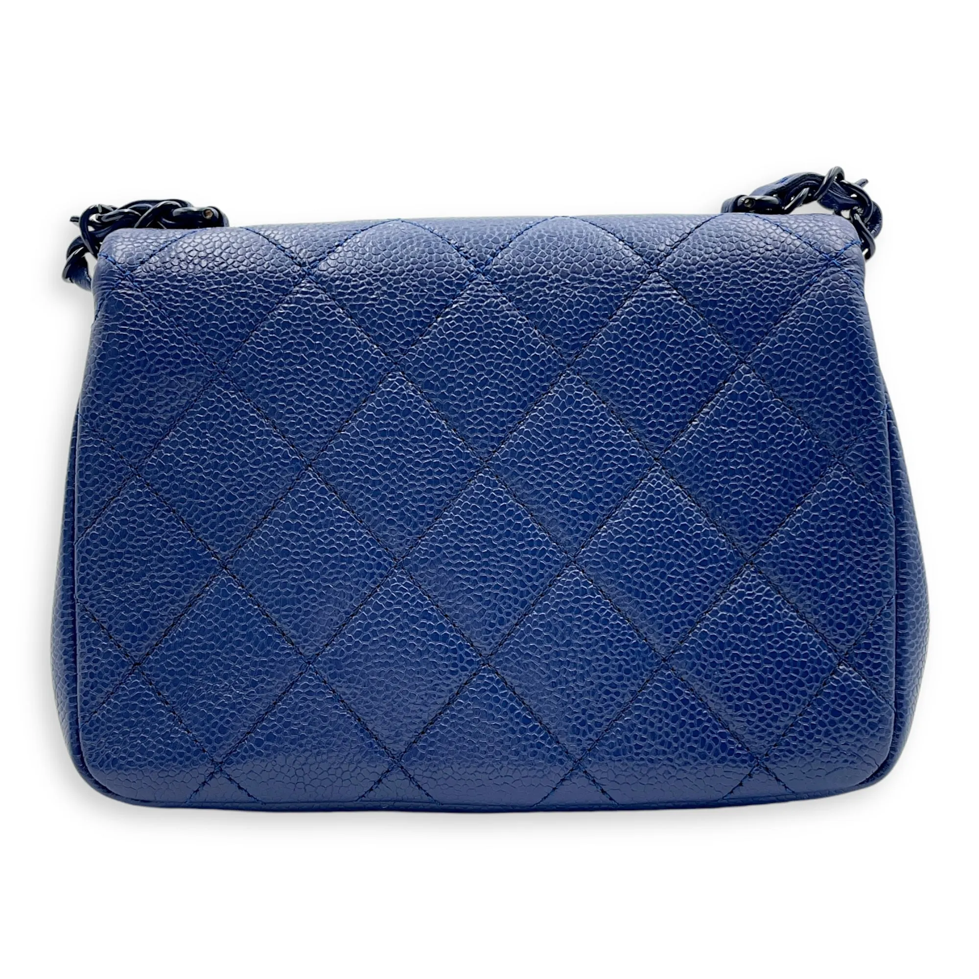 Incognito Flap Mini Blue Crossbody Bag in Caviar, Gold hardware