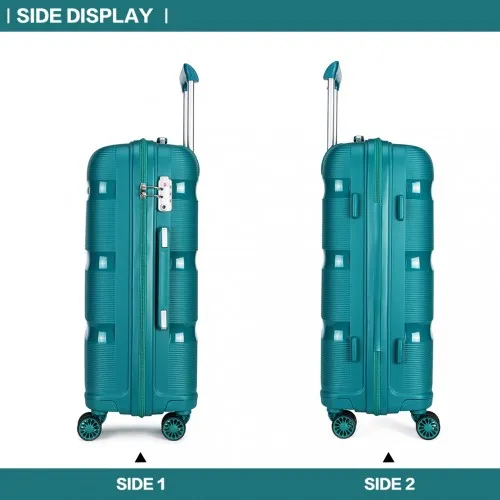 Kono 20 Inch Bright Hard Shell PP Carry-On Suitcase - Cabin Size, Blue/Green