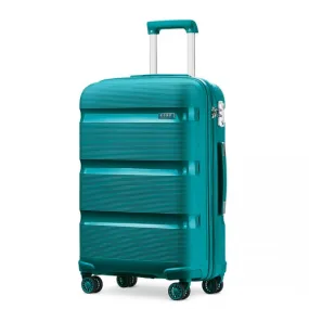 Kono 20 Inch Bright Hard Shell PP Carry-On Suitcase - Cabin Size, Blue/Green