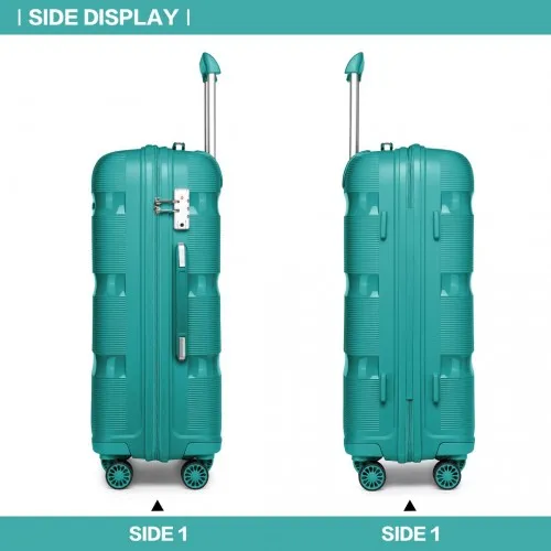 Kono 20 Inch Bright Hard Shell PP Carry-On Suitcase - Cabin Size, Blue/Green