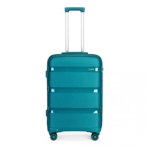 Kono 20 Inch Bright Hard Shell PP Carry-On Suitcase - Cabin Size, Blue/Green