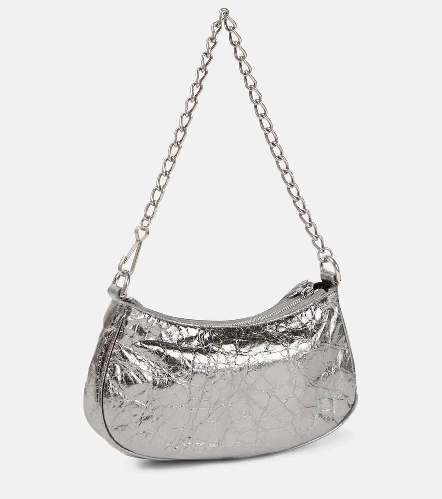 Le Cagole Mini Balenciaga Leather Crossbody Bag, Silver