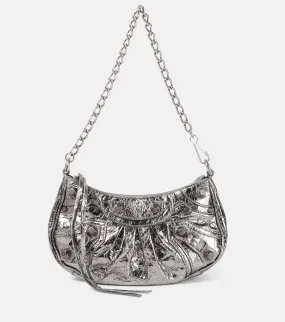 Le Cagole Mini Balenciaga Leather Crossbody Bag, Silver