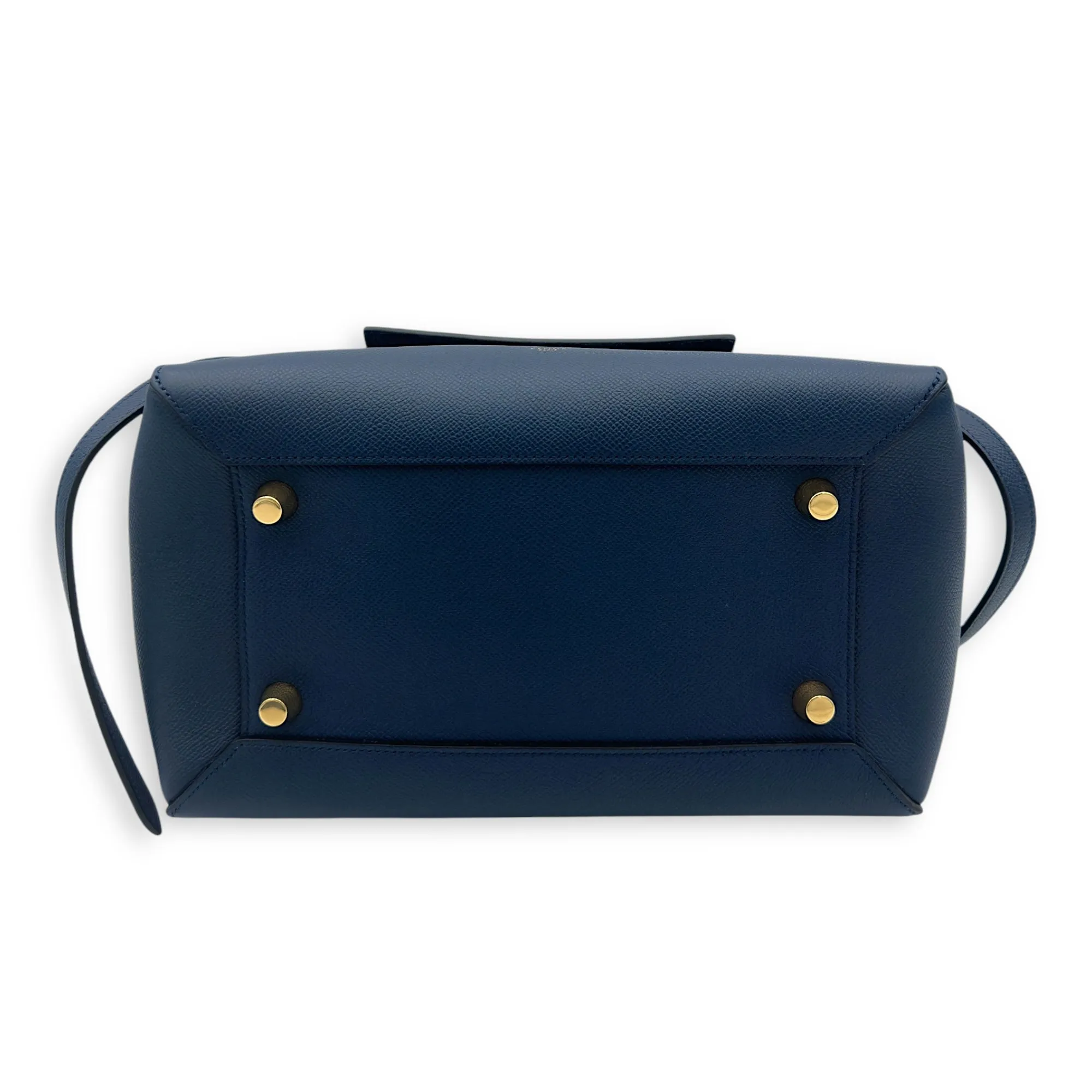 Luggage Mini Blue Top Handle Bag in Caviar Leather, Gold hardware