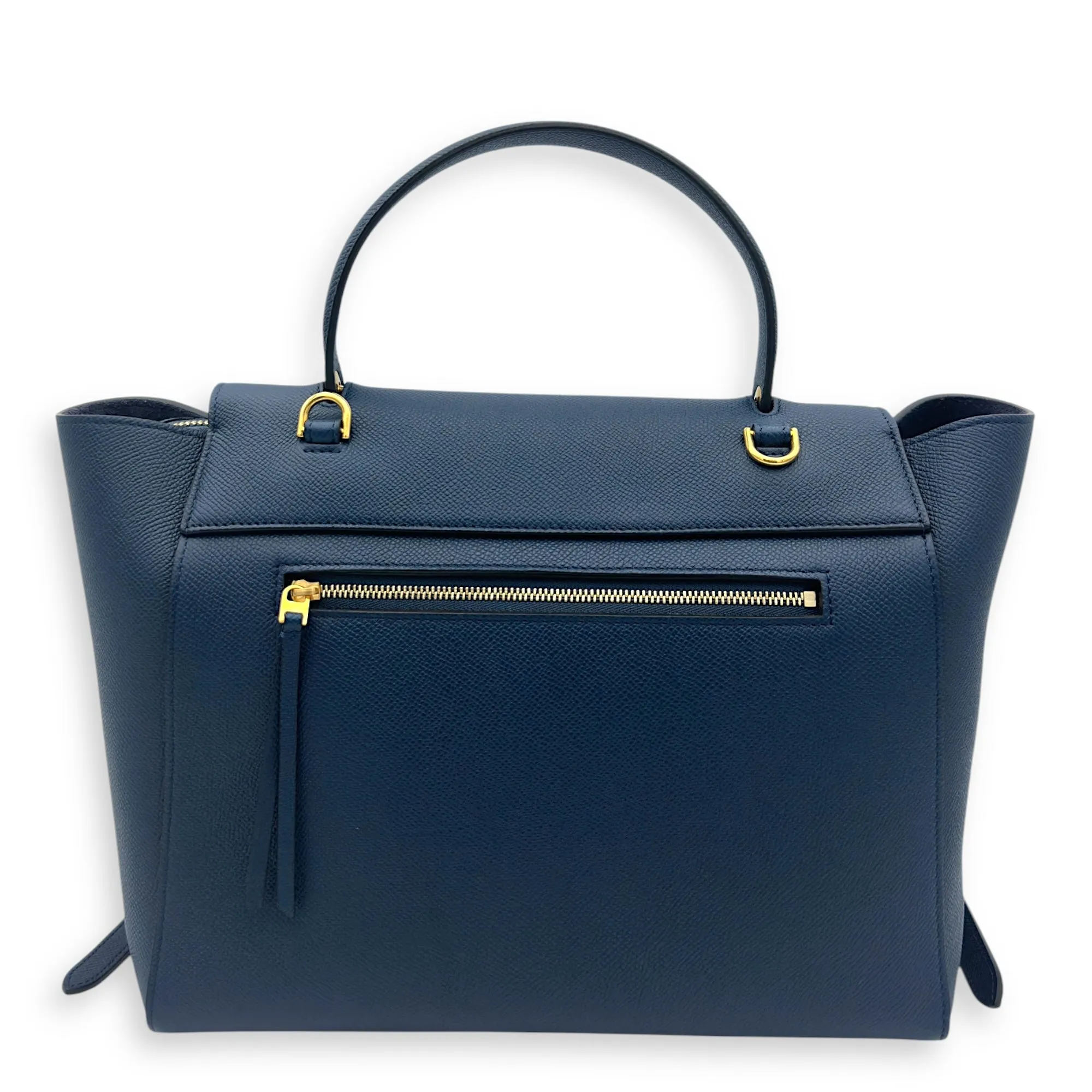 Luggage Mini Blue Top Handle Bag in Caviar Leather, Gold hardware