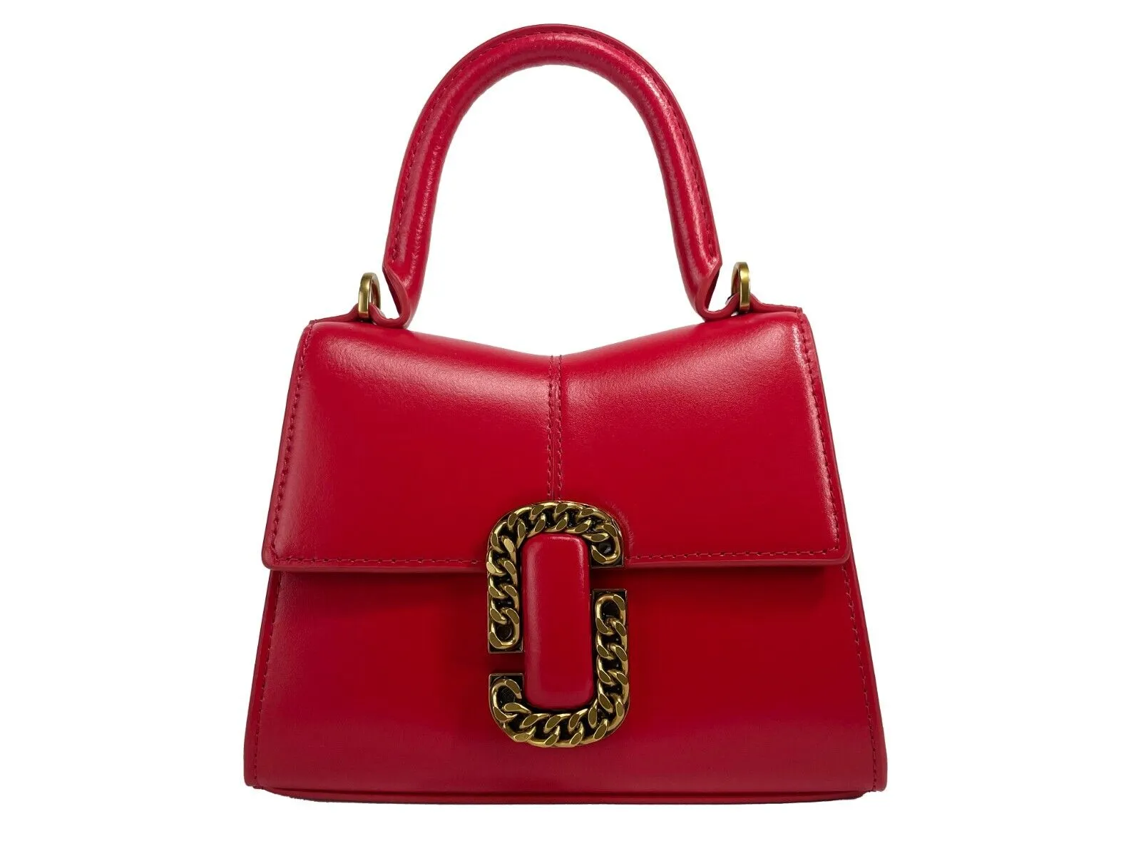 Marc Jacobs The St Marc Mini Top Handle Satchel Crossbody Bag Red