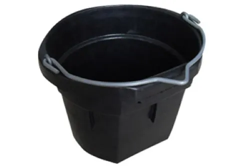 Master Rancher MR8QR/FSB-BLK 8-Quart Black Rubber Flat Back Sided Utility Bucket Pail - Quantity of 5