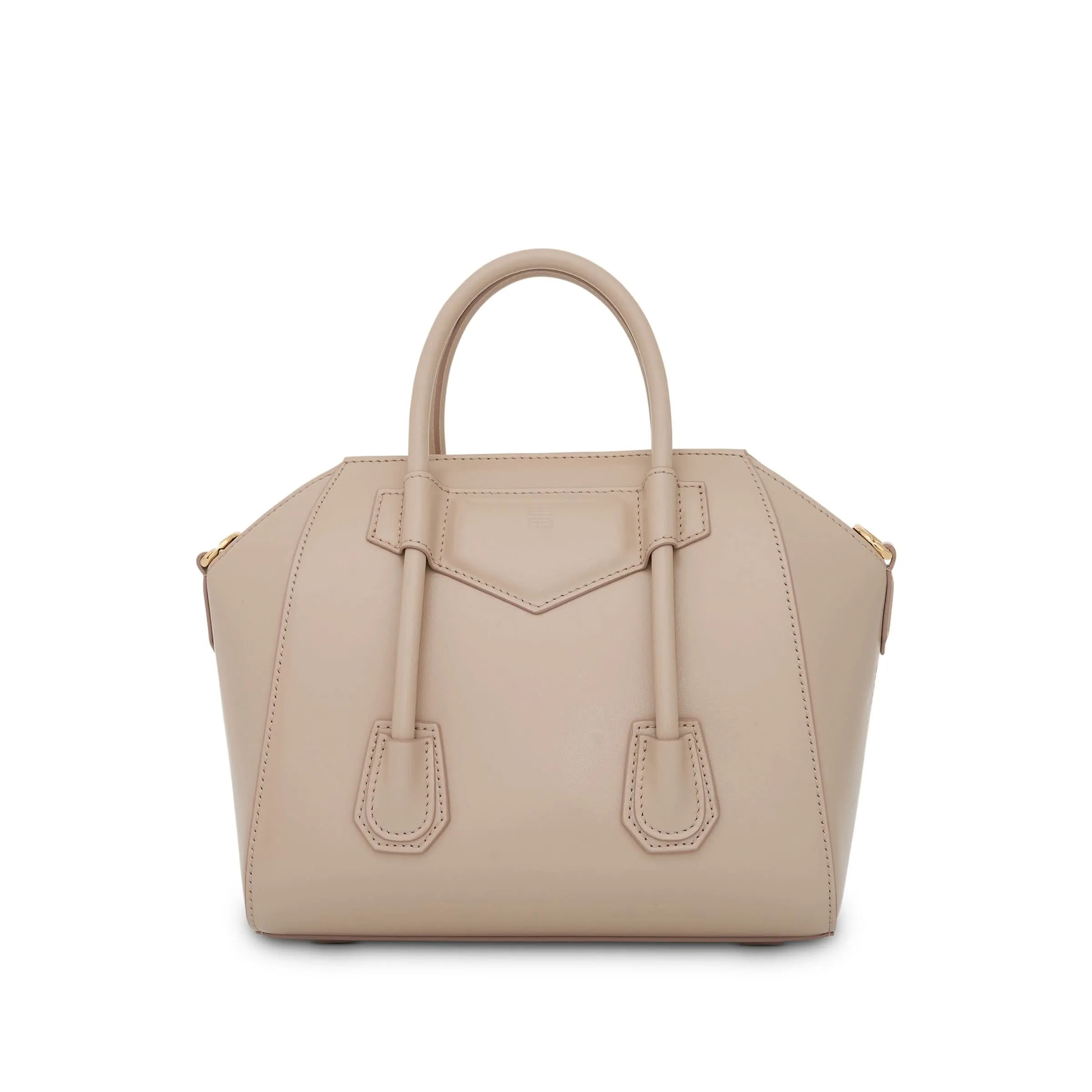 Mini Antigona Lock Bag in Box Leather in Natural Beige