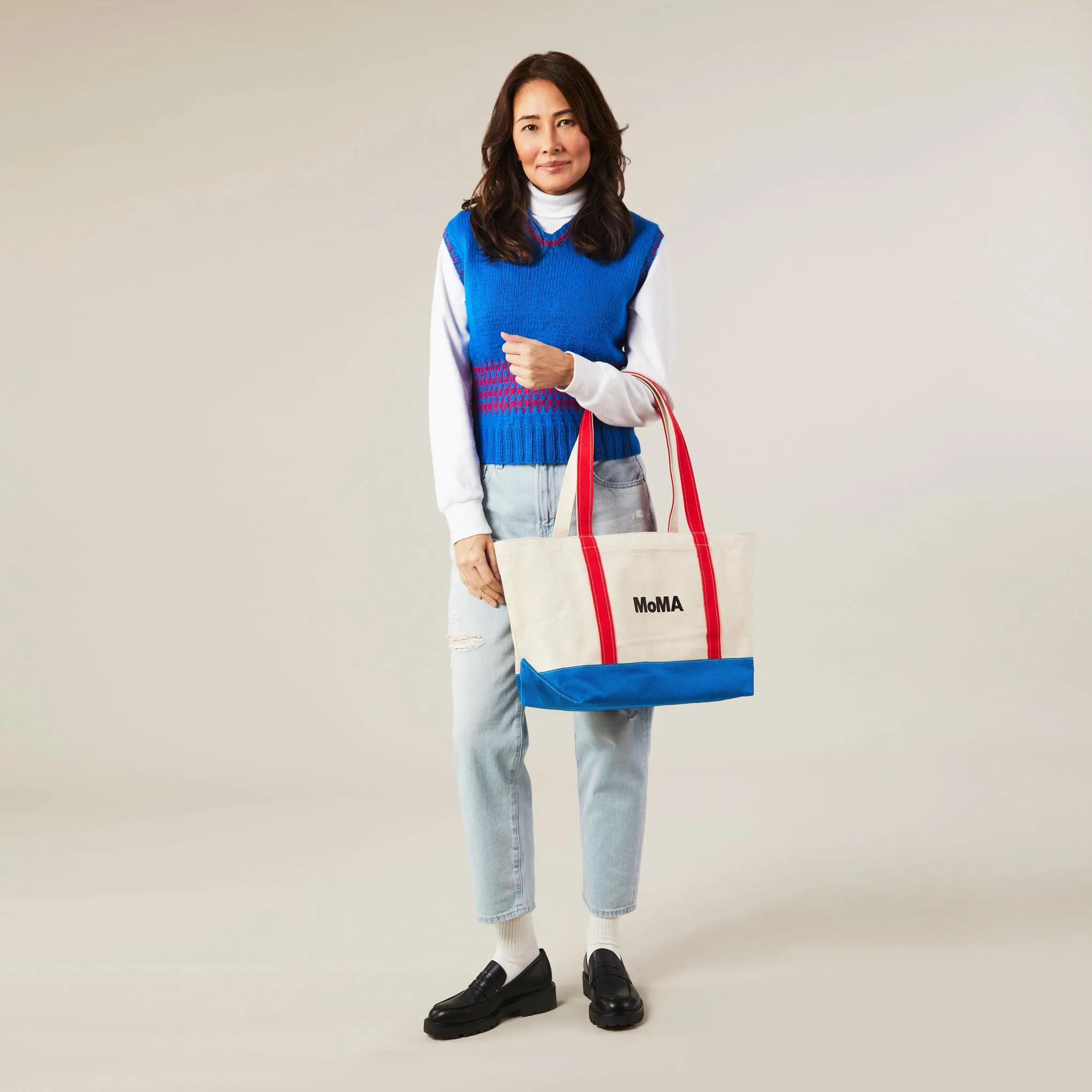 MoMA Baggu Heavyweight Canvas Tote - Red/ Blue