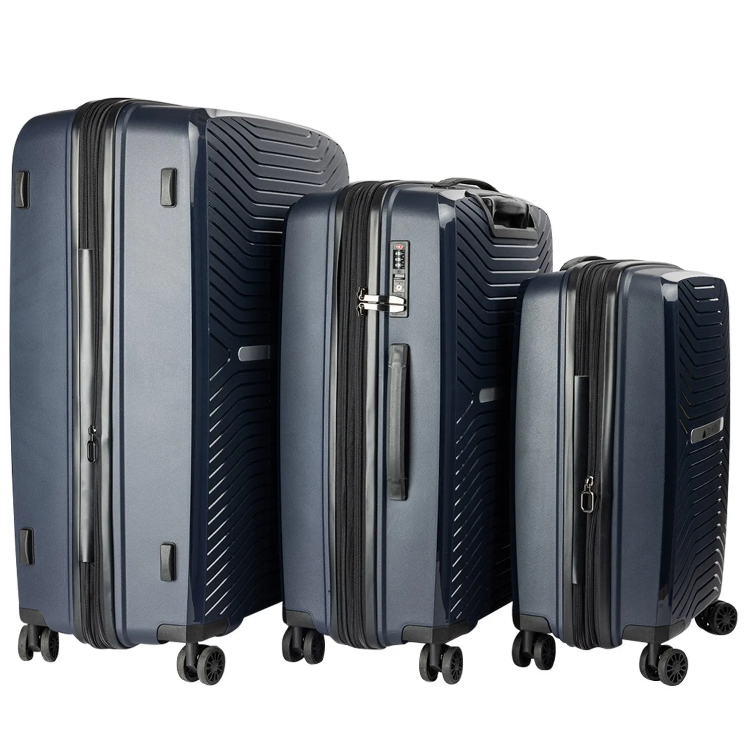 Olympus 3PC Astra Luggage Set Hard Shell Suitcase - Aegean Blue