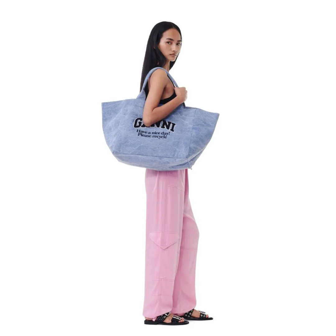 Oversized Canvas Tote Bag (Light Blue Vintage)