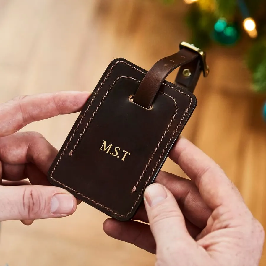 Personalised Luxury Leather Luggage Tag