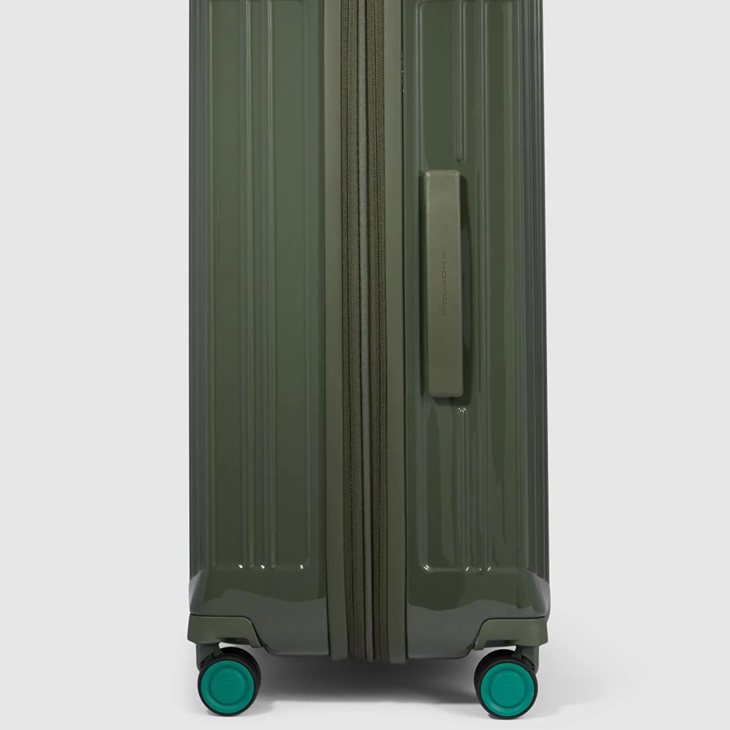 Piquadro Pq-Light Large Size Expandable Trolley With 4 Wheels In Polycarbonate Green