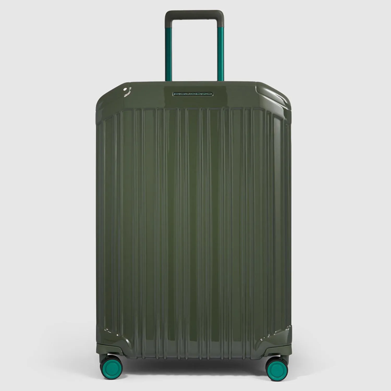 Piquadro Pq-Light Large Size Expandable Trolley With 4 Wheels In Polycarbonate Green